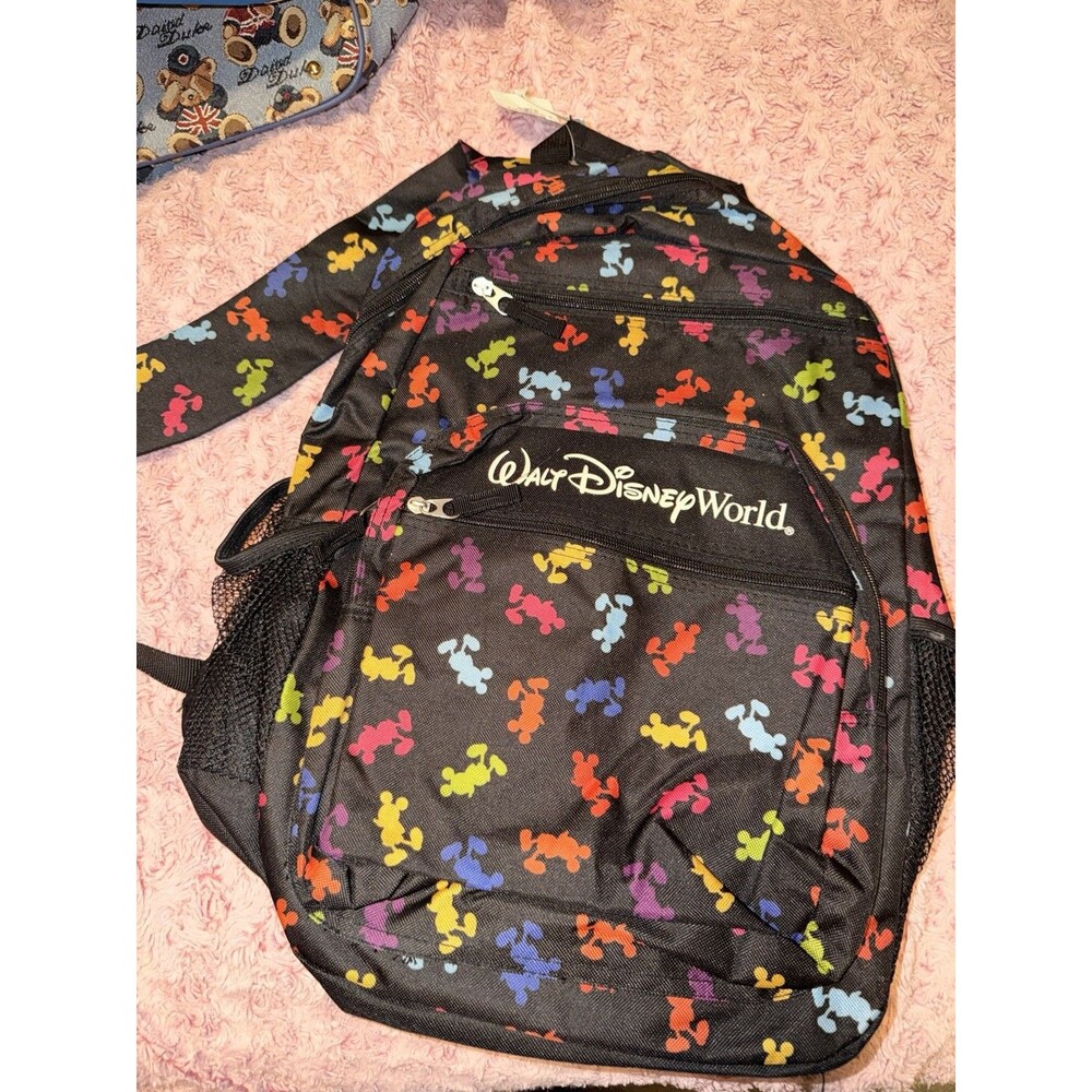 Disney Parks Mickey Mouse Walt Disney World Multi Color Backpack Bookbag NWT